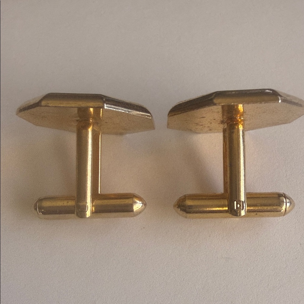 Gold Octagonal Cufflinks With 'K' Initial - image 2